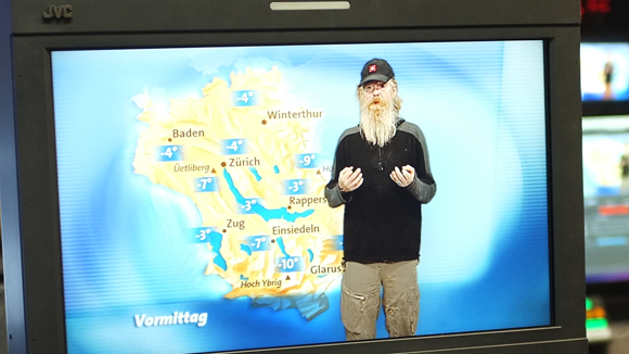In der Schweiz moderierte ein Obdachloser bei TV Züri die Wettervorhersage. In der Schweiz moderierte ein Obdachloser bei TV Züri die Wettervorhersage.