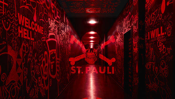 "Welcome Hell": Der neue Spielertunnel im Millerntorstadion lehrt die Gegner das Fürchten.