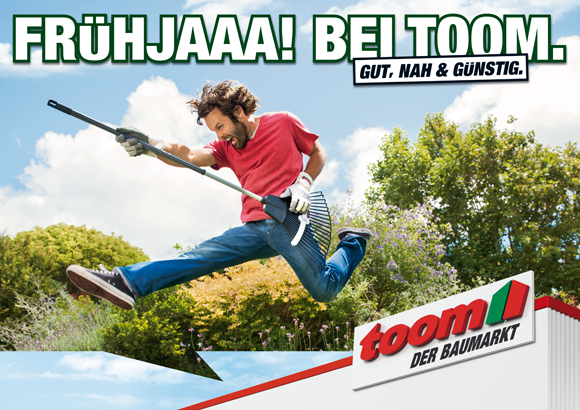Out-of-Home-Motiv aus der kommenden Toom-Frühjahrskampagne. Out-of-Home-Motiv aus der kommenden Toom-Frühjahrskampagne.
