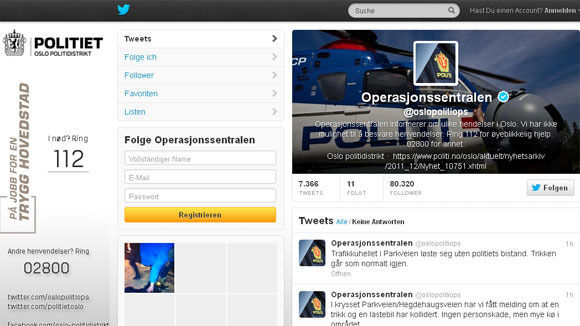 Anekdotenhaft twittert die Osloer Polizei über ihre Einsätze: Auf den Social Media Days erhielten die Beamten jetzt den Preis für den "Tweet des Jahres". Anekdotenhaft twittert die Osloer Polizei über ihre Einsätze: Auf den Social Media Days erhielten die Beamten jetzt den Preis für den "Tweet des Jahres".