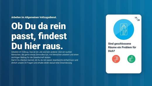 Der Knast-O-Mat gibt eine erste Einschätzung, ob man für den Allgemeinen Vollzugsdienst geeignet ist.