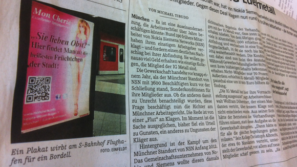 Die "SZ" berichtete über Bordellwerbung in München. Die "SZ" berichtete über Bordellwerbung in München.
