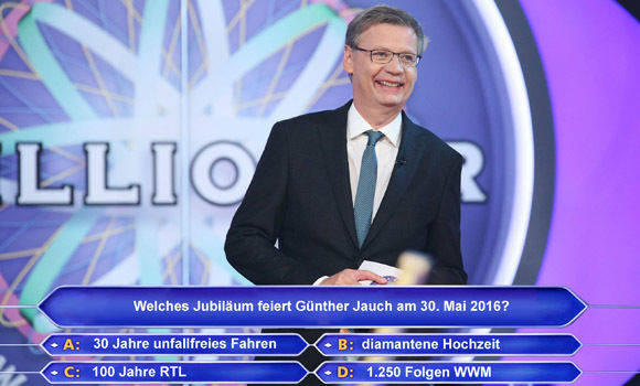 "Wer wird Millionär"-Moderator Günther Jauch feiert mit der Quizshow Jubiläum bei RTL.