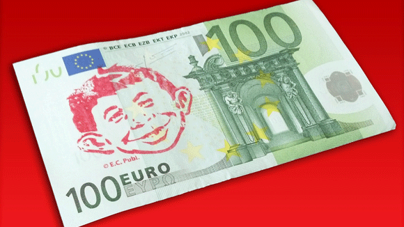 Mehr als das Sechsfache des eigentlichen Wertes hat ein Bieter für diesen 100-Euro-Schein gezahlt. Die Auktion veranstaltete das "Mad-Magazin" in Zusammenarbeit mit Serviceplan. Mehr als das Sechsfache des eigentlichen Wertes hat ein Bieter für diesen 100-Euro-Schein gezahlt. Die Auktion veranstaltete das "Mad-Magazin" in Zusammenarbeit mit Serviceplan.