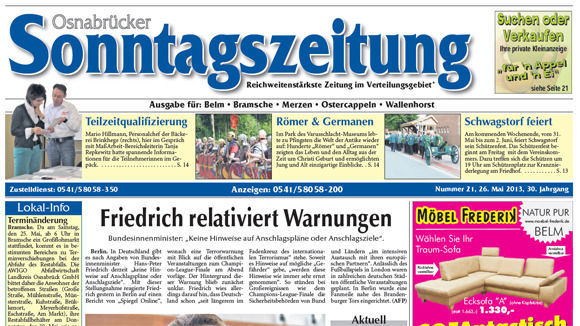 Der Enorm-Verlag, der die „Osnabrücker Sonntagszeitung“ herausgibt, ist nach Kontakter-Informationen hoch verschuldet. Der Enorm-Verlag, der die „Osnabrücker Sonntagszeitung“ herausgibt, ist nach Kontakter-Informationen hoch verschuldet.