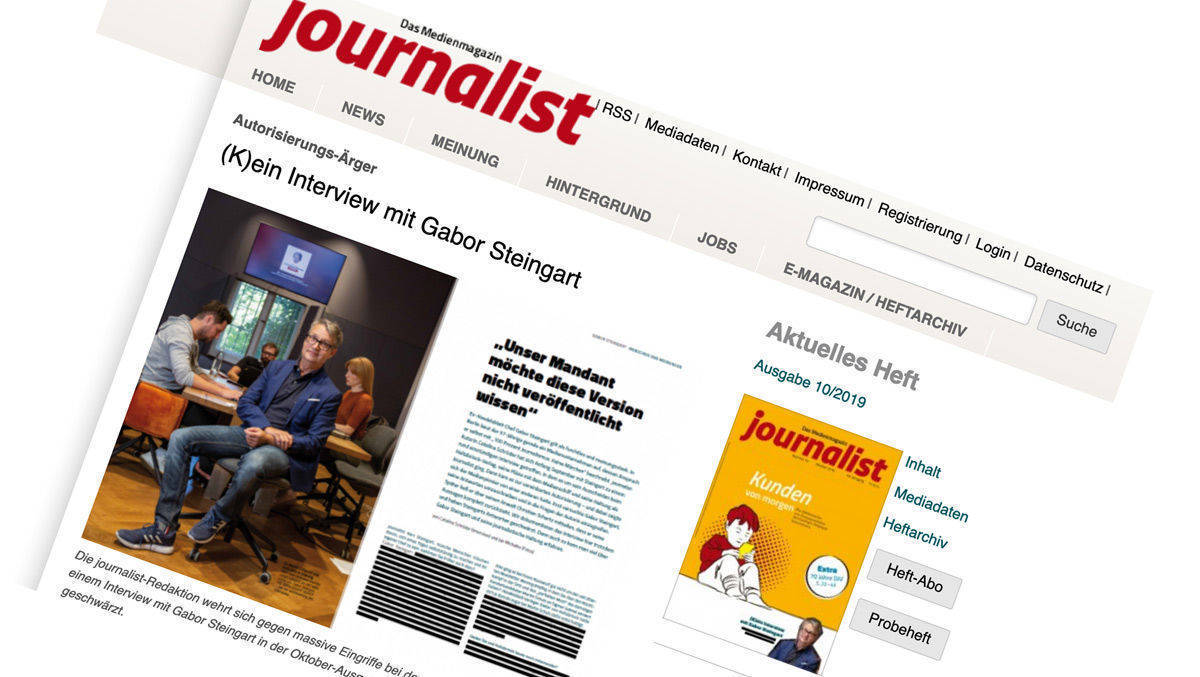 Der Journalist druckt "(K)ein Interview mit Gabor Steingart" ab und veröffentlicht online.