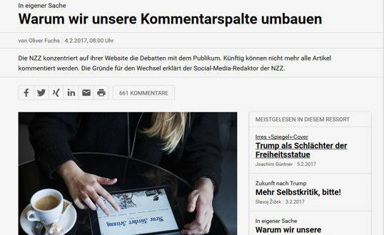 Die "NZZ" will den Hasskommentaren Einhalt gebieten.