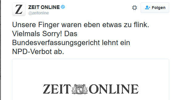 Zu schnell gemeldet hatte auch die Zeit.