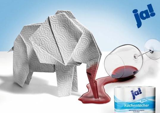 Platz 1 beim Best New 18/1: "Elefant" von Counterpart, Köln, für Küchentücher der Handelsmarke ja! (Rewe).