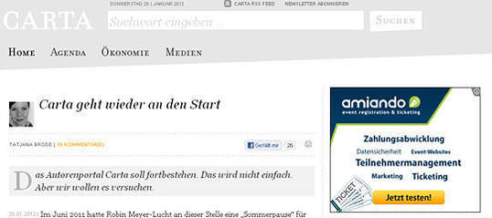 Meyer-Luchts Witwe startet Carta.Info neu