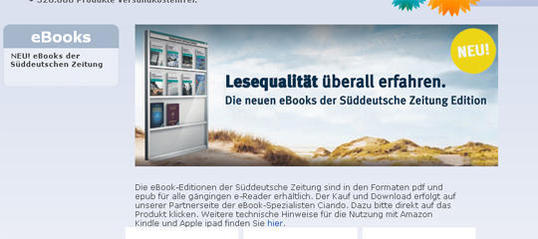 Süddeutsche Zeitung erweitert Sortiment um eBooks