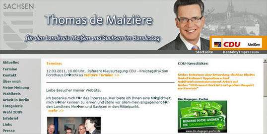Handgestricktes HTML: Der Minister mag's im Web äußerst klassisch. 