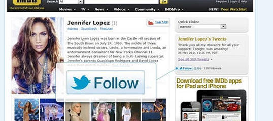 Mit dem neuen Button kann der Nutzer direkt Follower von beispielsweise Jennifer Lopez werden.