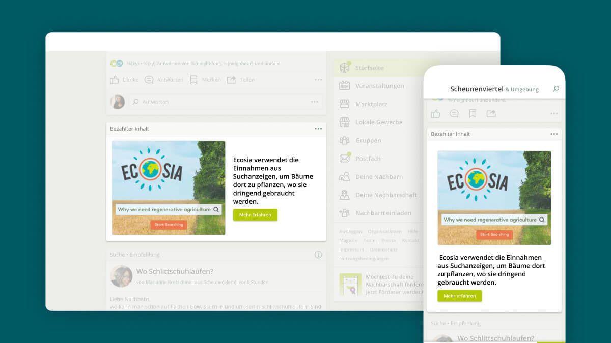 nebenan.de-Feed mit Display Ads