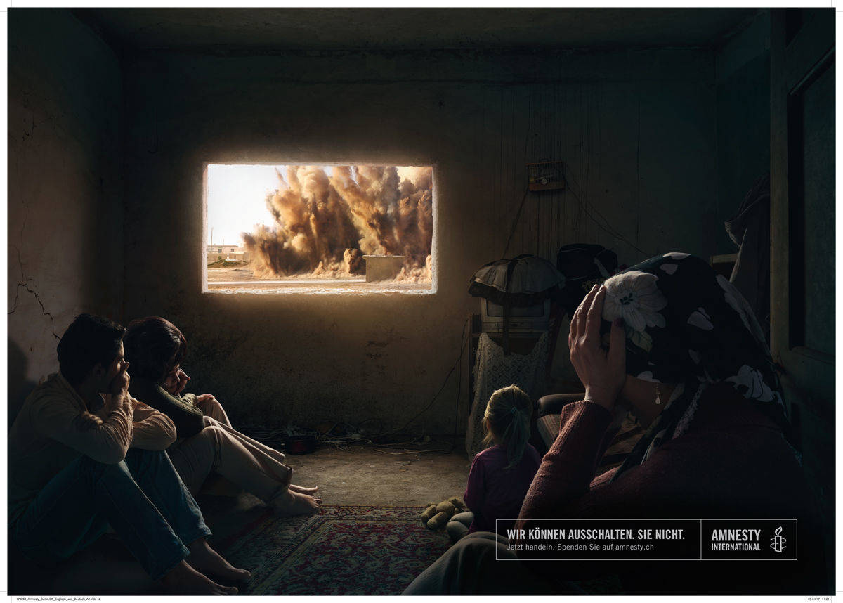 Noch ein Printmotiv der Amnesty-Kampagne "You can switch it off"