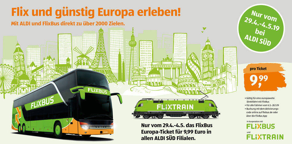 Aldi und Flixbus kooperieren