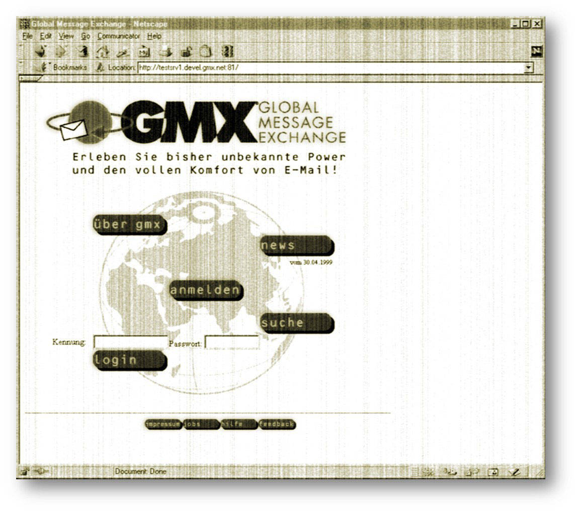 GMX-Startseite von 1999.