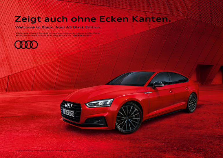 "Zeigt auch ohne Ecken Kanten": Audi-Motiv von Kolle Rebbe.