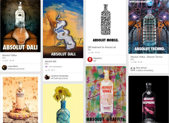 Auch Absolut Vodka setzt in der Kommunikation auf Kunst (Pinterest-Screenshot)