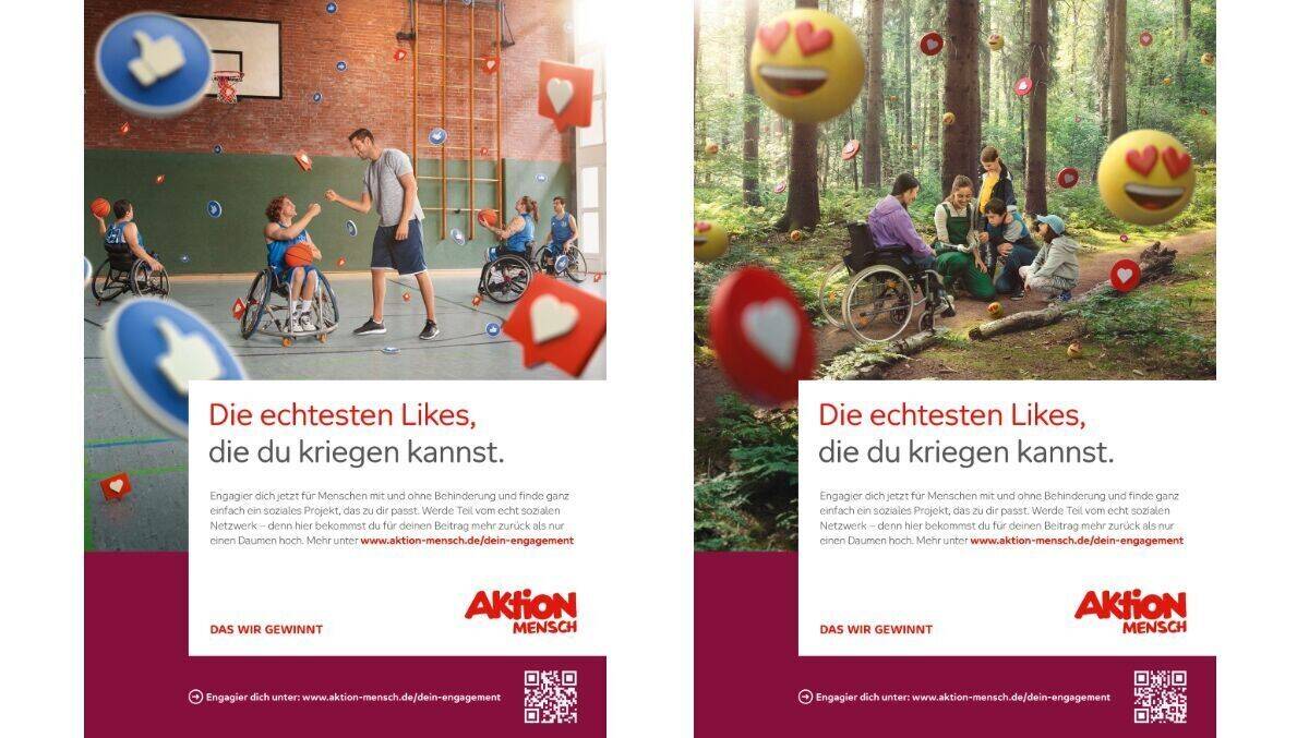 Die Kampagne für die Aktion Mensch umfasst auch Printanzeigen.