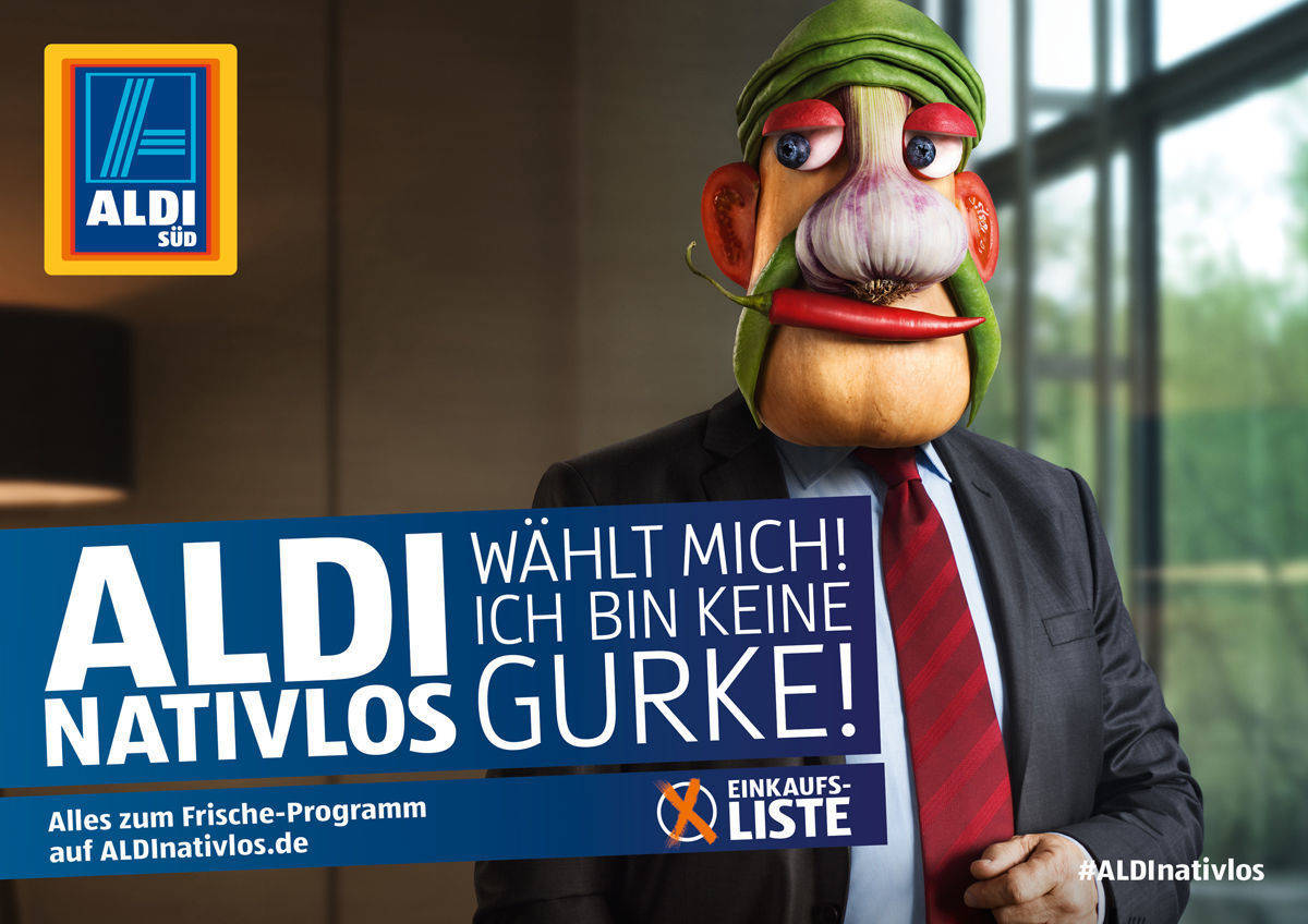 Eines der aktuellen Aldi-Süd-Wahlplakate