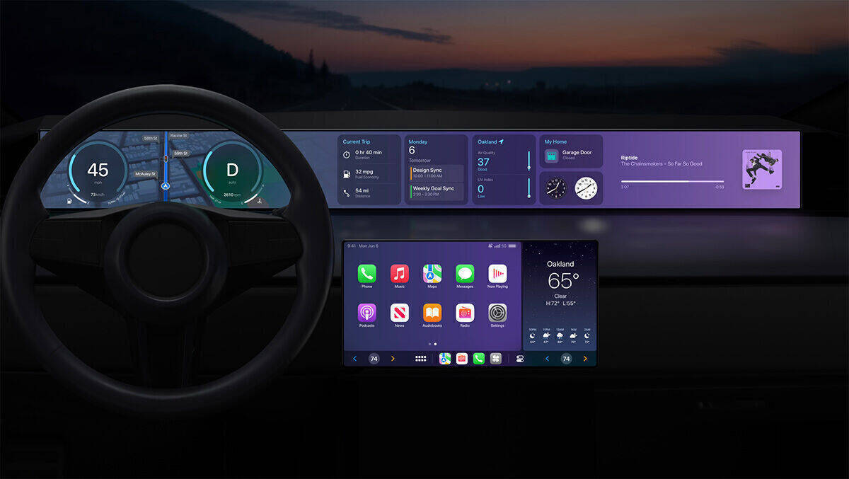 Vorboten des Apple-Autos: Mit iOS 16 rüstet Apple zunächst seine Auto-Software CarPlay groß auf.