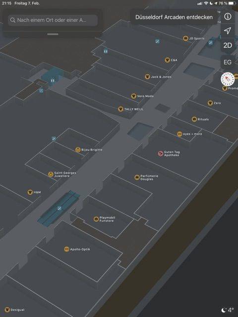 Indoor-Maps starten in Deutschland – hier der Blick in die Düsseldorfer Arcaden.