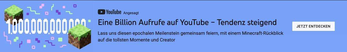 Mit diesem Banner bewirbt und feiert die Google-Tochter den Erfolg des Videospiels.