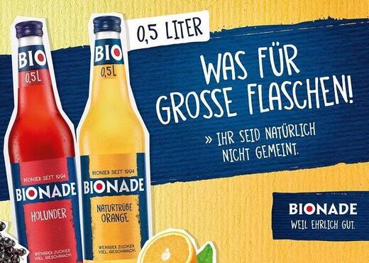 Die neuen 0,5l Bionade-Flaschen