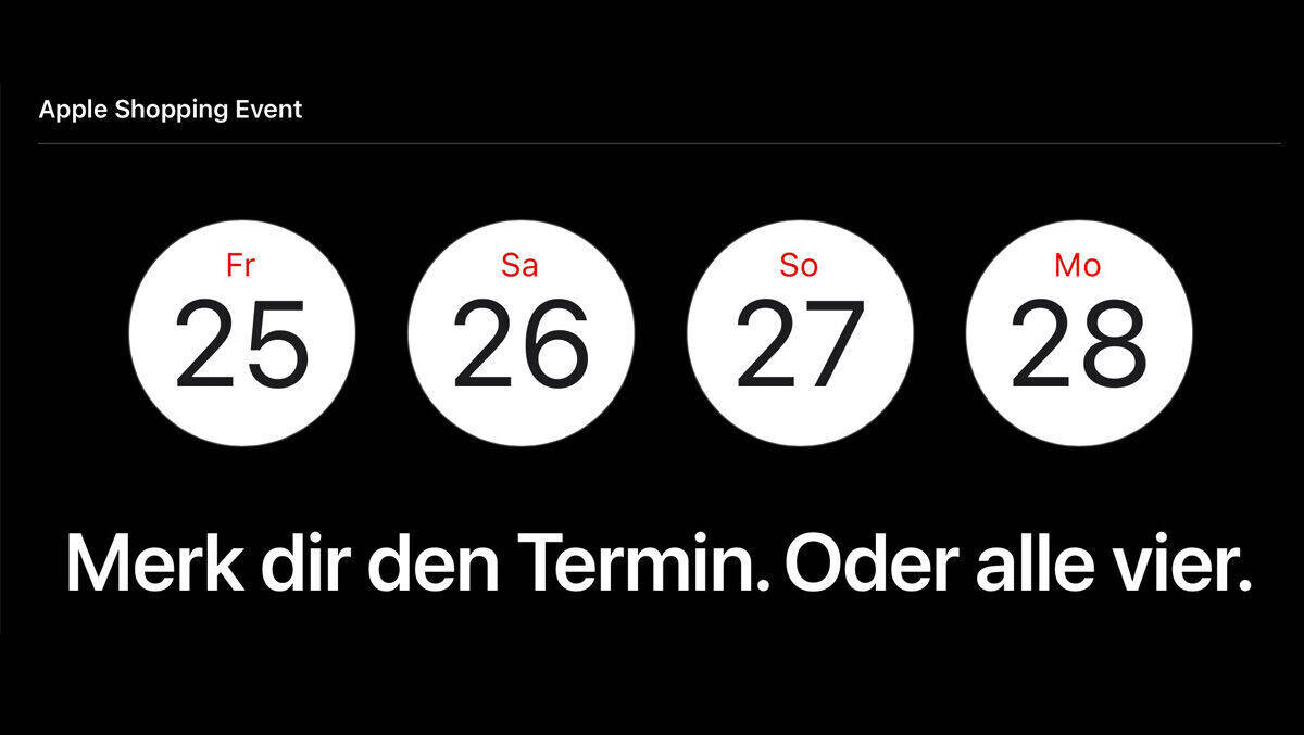 Bei Apple dauert der Black Friday dieses Jahr vier Tage lang.