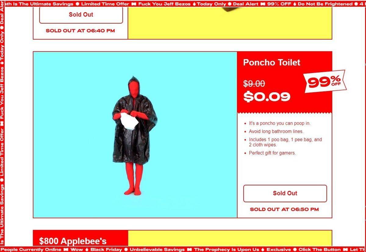 Auf 99percentoffsale.com bietet Cards Against Humanity Dinge an, die niemand braucht.
