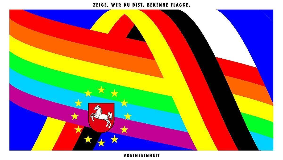Deutsche und Regenbogenflagge. So bunt spielt das Leben.