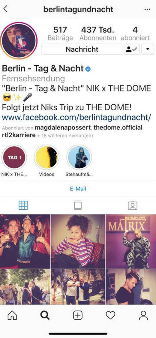 Die RTL-II-Verbindung von BTN und Dome auf Instagram.