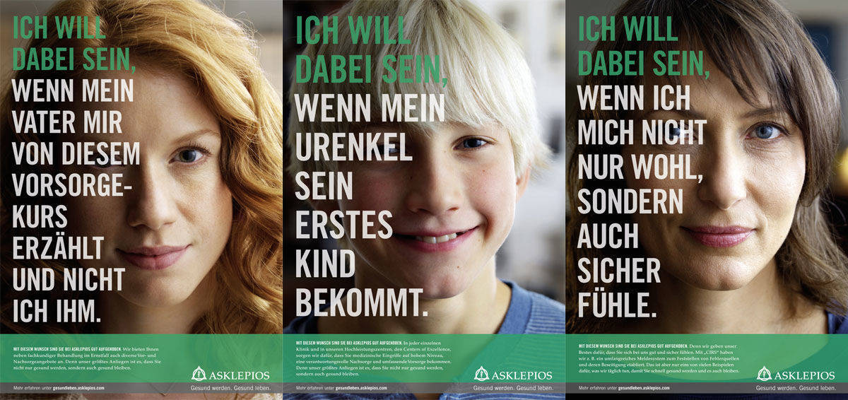 Imagekampagne von Grabarz & Partner für die Kliniken von Asklepios.