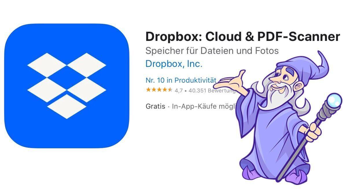 Auch Dropbox zeigt sich der Verlängerung des App-Namens trickreich.