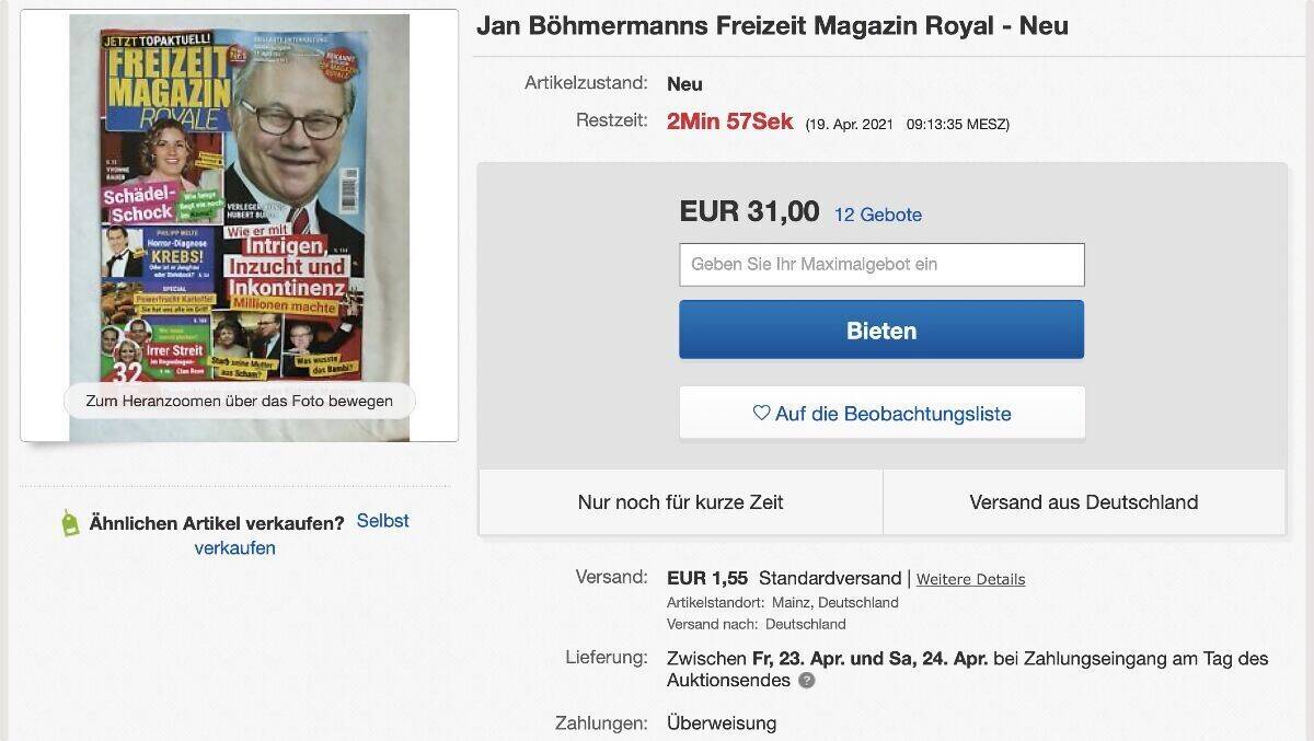 Über 30 Euro boten Käufer für das Böhmermann-Magazin.