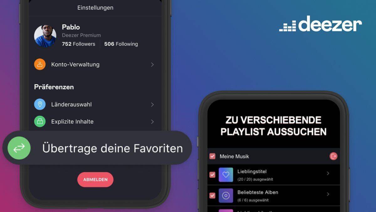 Mit wenigen Klicks ist eine Playlist zu Deezer übertragen.