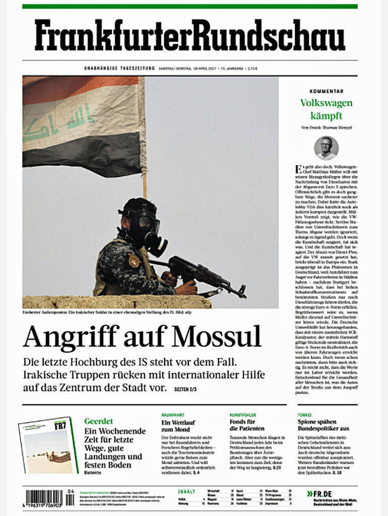 Die "FR"-Titelseite in neuem Layout.