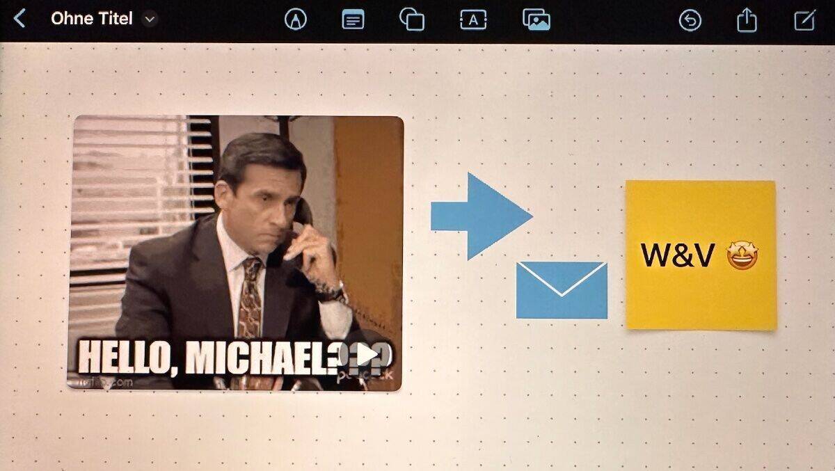 Viele einzelne Elemente lassen sich in "Freeform" integrieren: Bilder, Symbole, Post-its und mehr.