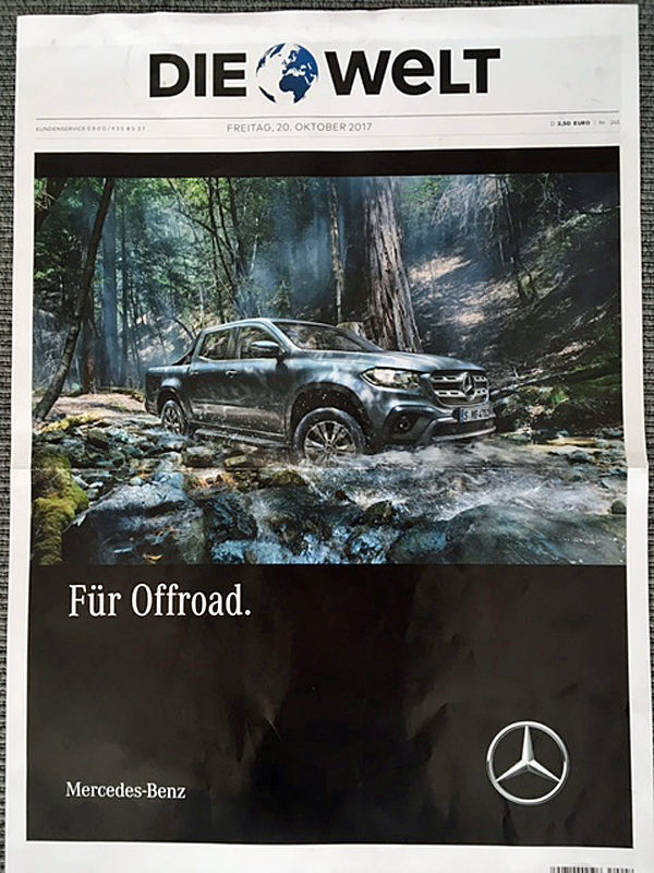 Mercedes-Umschlag für die Tageszeitung "Die Welt" vom 20. Oktober.
