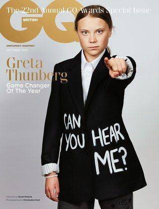 So inszeniert die britische GQ Greta Thunberg für ihre Oktober-Ausgabe.