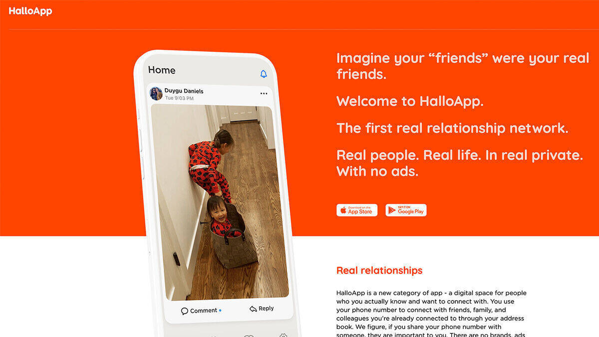 Sag Hallo zu HalloApp, der "ersten App für echte Beziehungen".