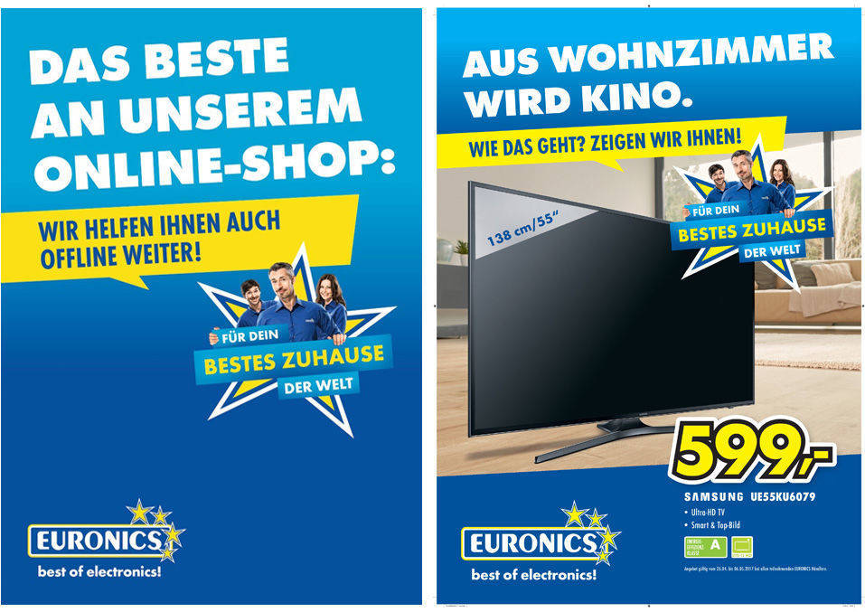Imageplakat (l.) und Produktplakat: Beispiele aus der Euronics-Kampagne von Grabarz & Partner.