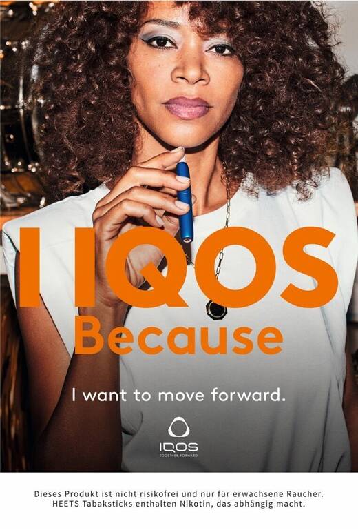 Ein weiteres Motiv der neue Iqos-Kampagne