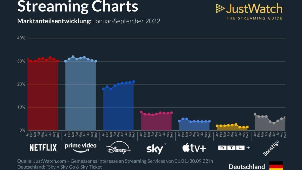 Die Grafik zeigt die Marktanteile für Januar bis September 2022.