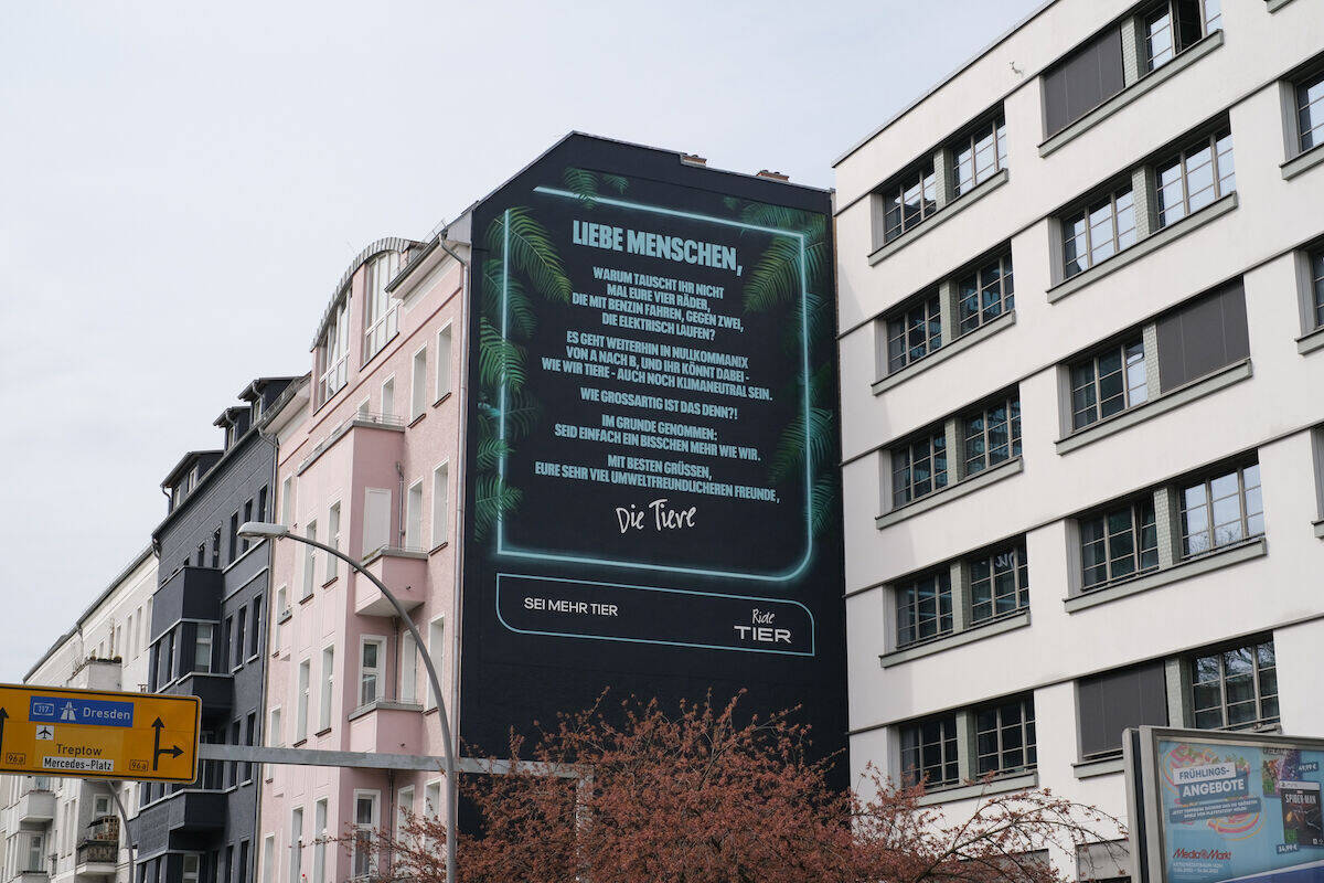 Mural zur Kampagne an der Warschauer Straße in Berlin.