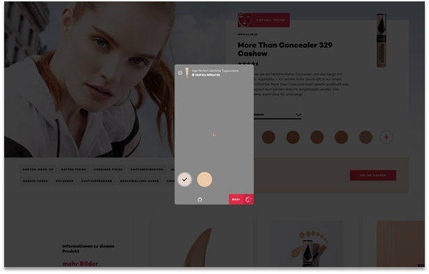 Häufiges Bild und kein flüssiges Erlebnis: Lange Ladezeiten, wie hier beim virtuellen Anprobieren, sind an der Tagesordnung. Quelle: www.loreal-paris.de