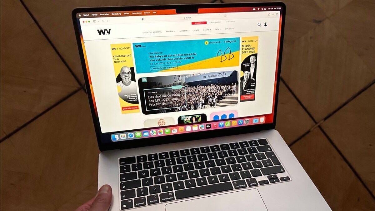 Die W&V-Startseite auf dem neuen MacBook Air.