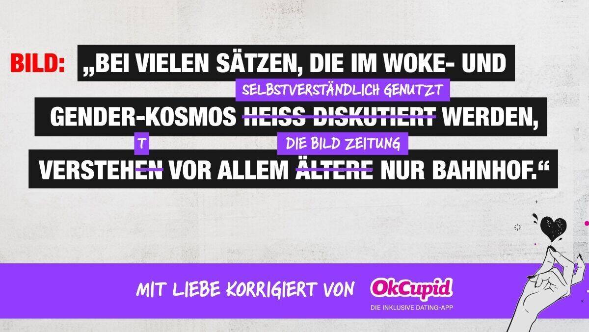 Mit korrigierten Sätzen wie diesem legt sich OkCupid mit der Bild an.