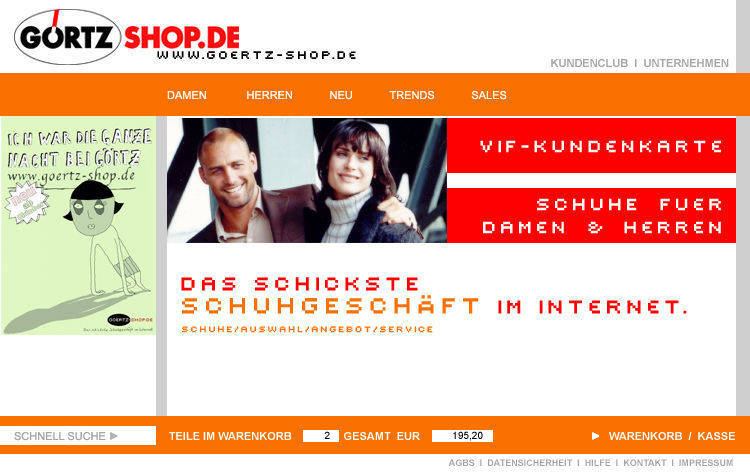 Onlineshop Goertz.de von 2003